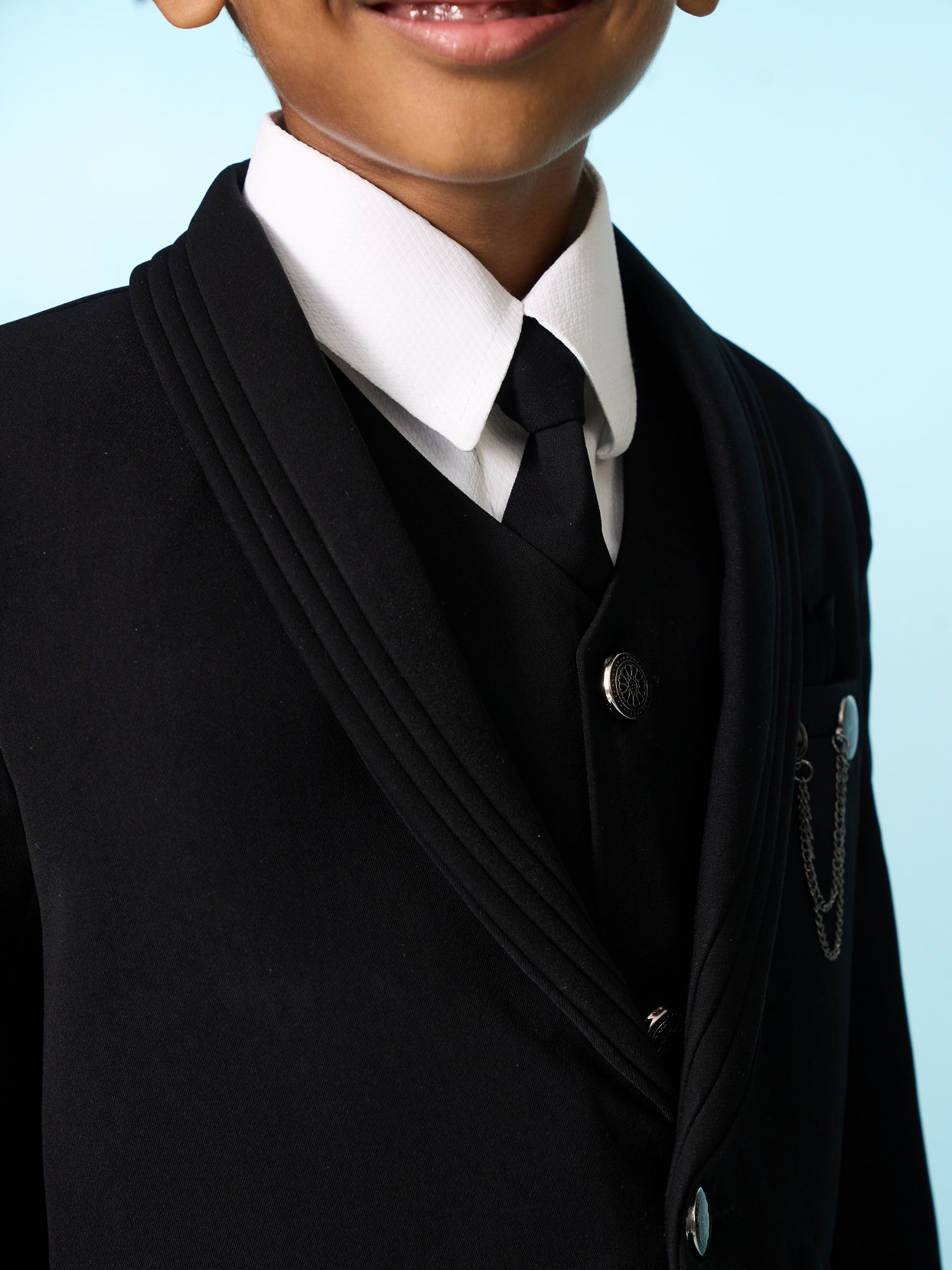 Manyavar Boys Elegant Black Ensemble Suit Set