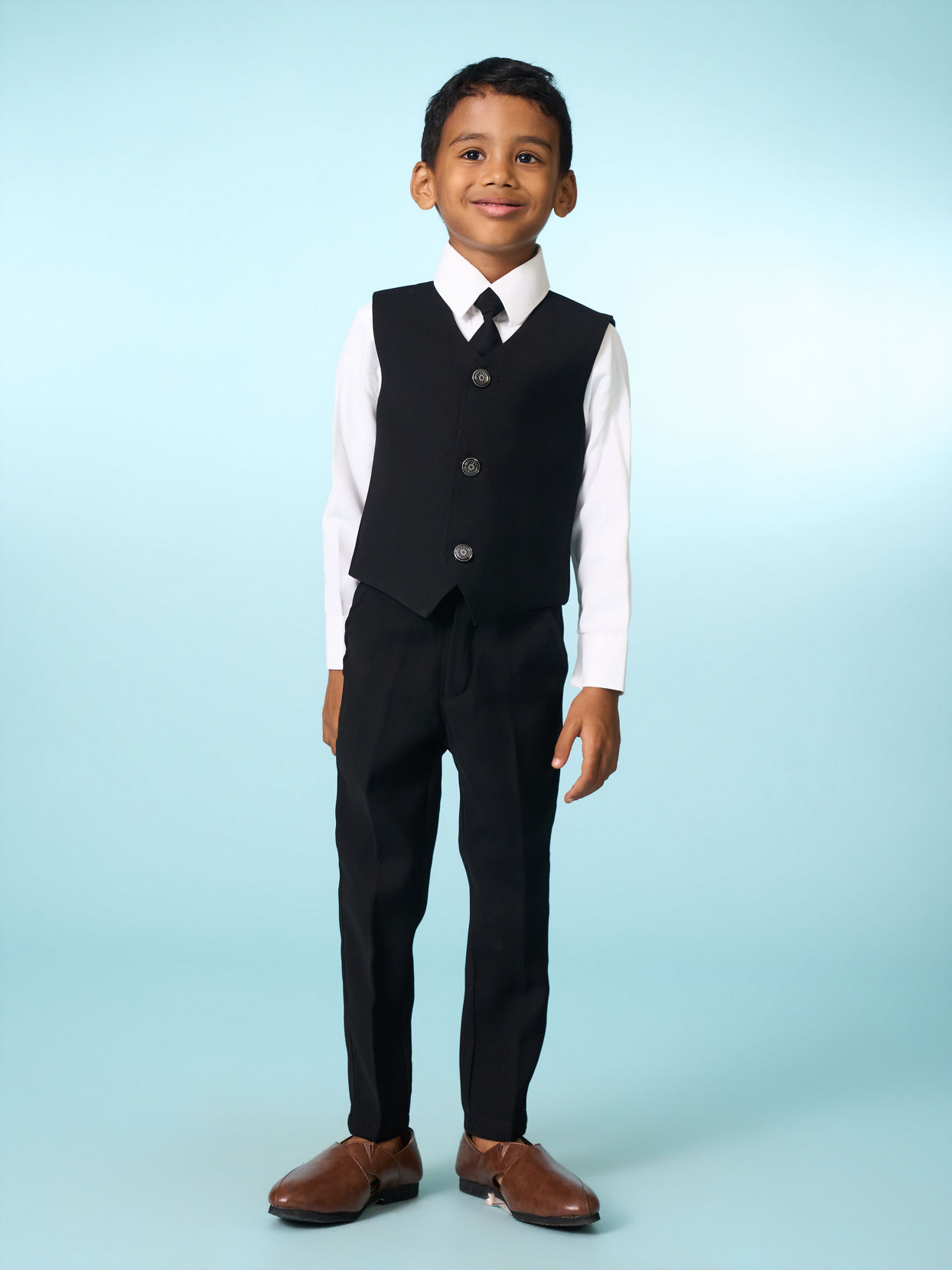Manyavar Boys Elegant Black Ensemble Suit Set