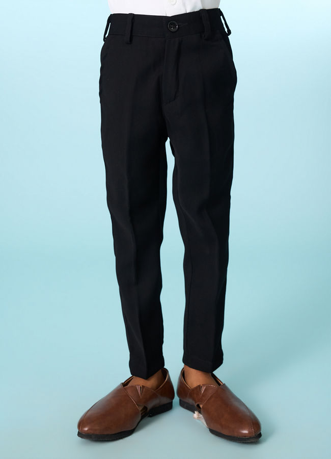 Manyavar Boys Elegant Black Ensemble Suit Set