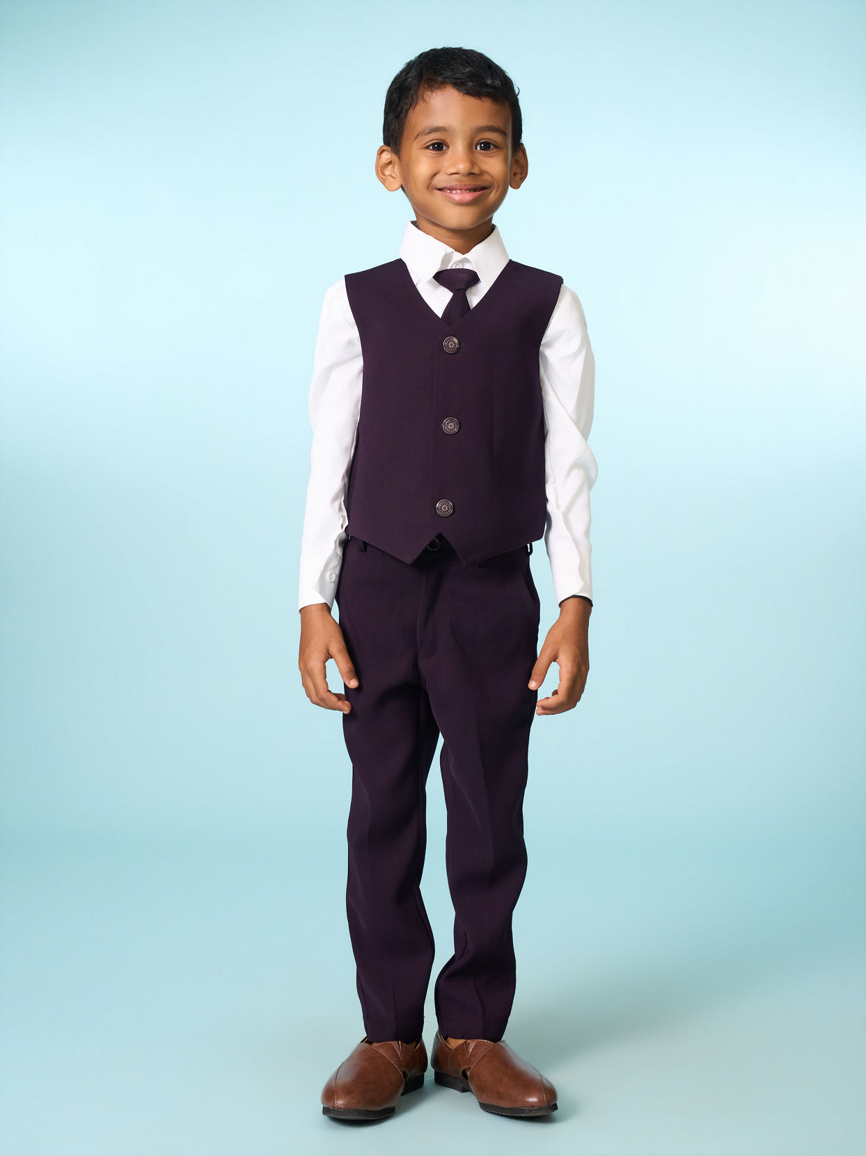 Manyavar Boys Purple Blazer Suit Set