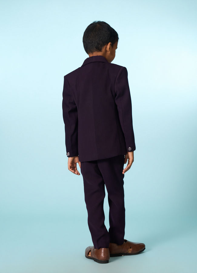 Manyavar Boys Purple Blazer Suit Set