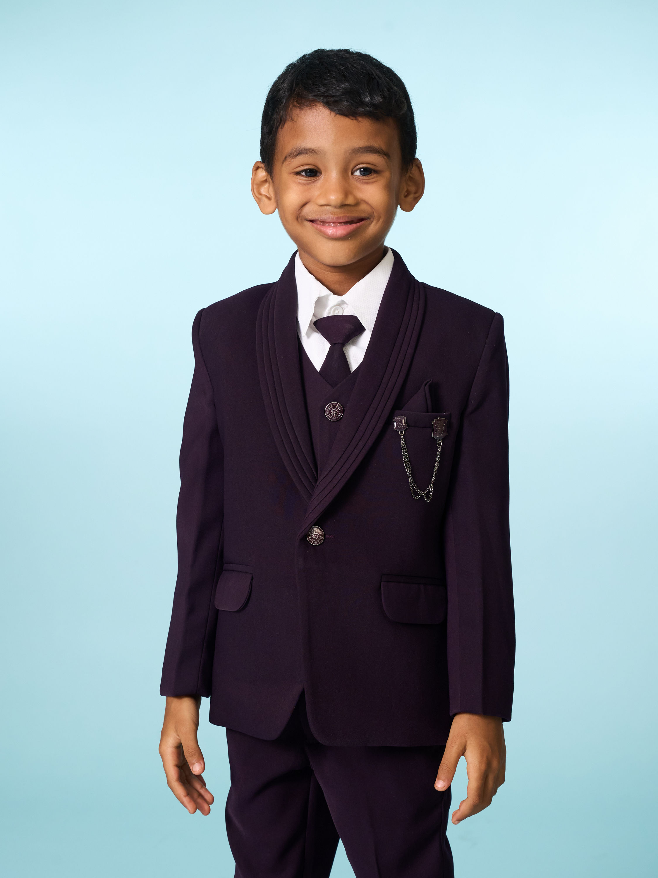 Manyavar Boys Purple Blazer Suit Set
