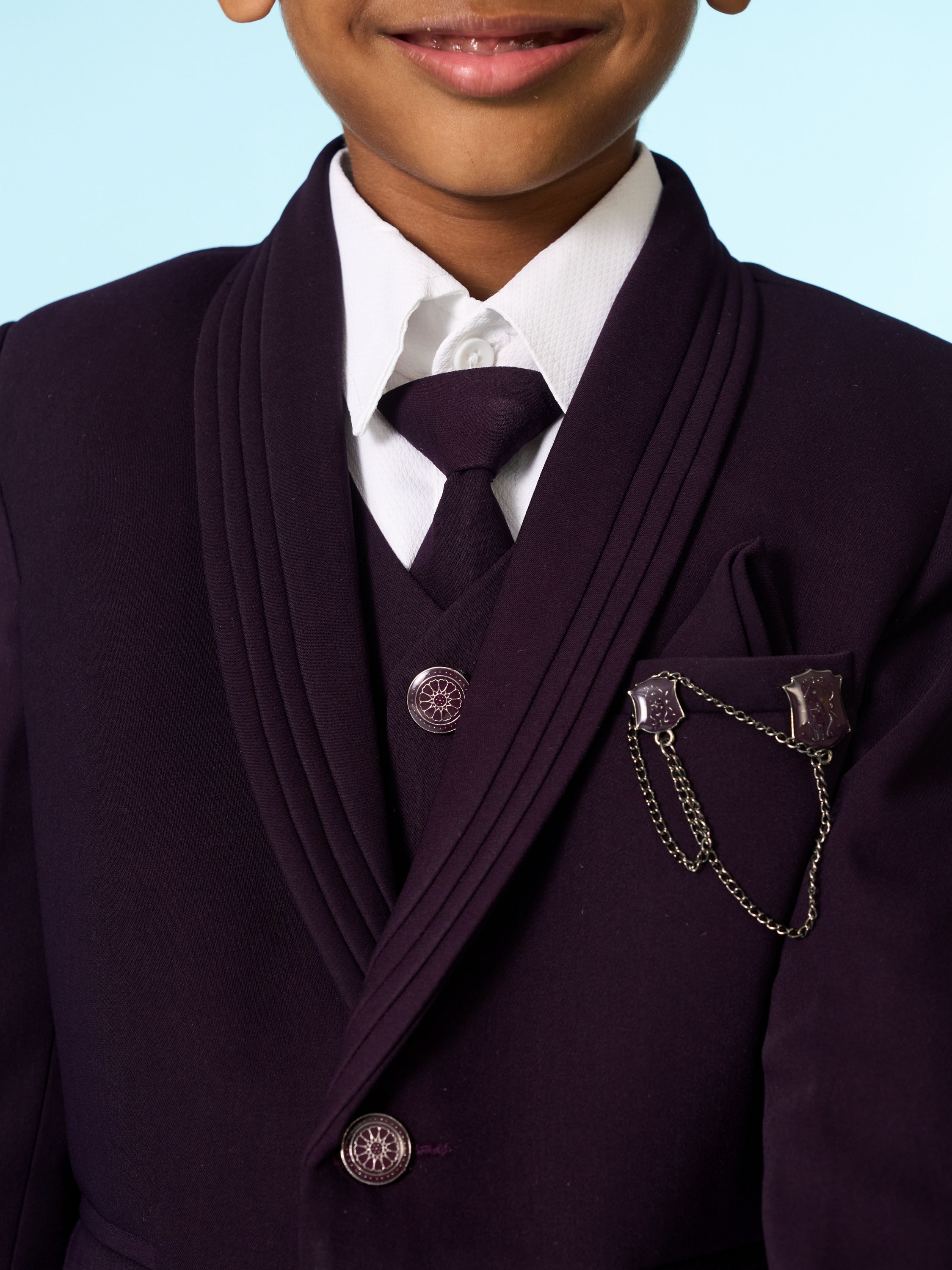 Manyavar Boys Purple Blazer Suit Set