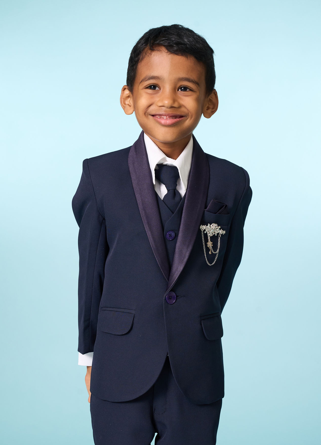 Manyavar Boys Regal Dark Blue Suit Set