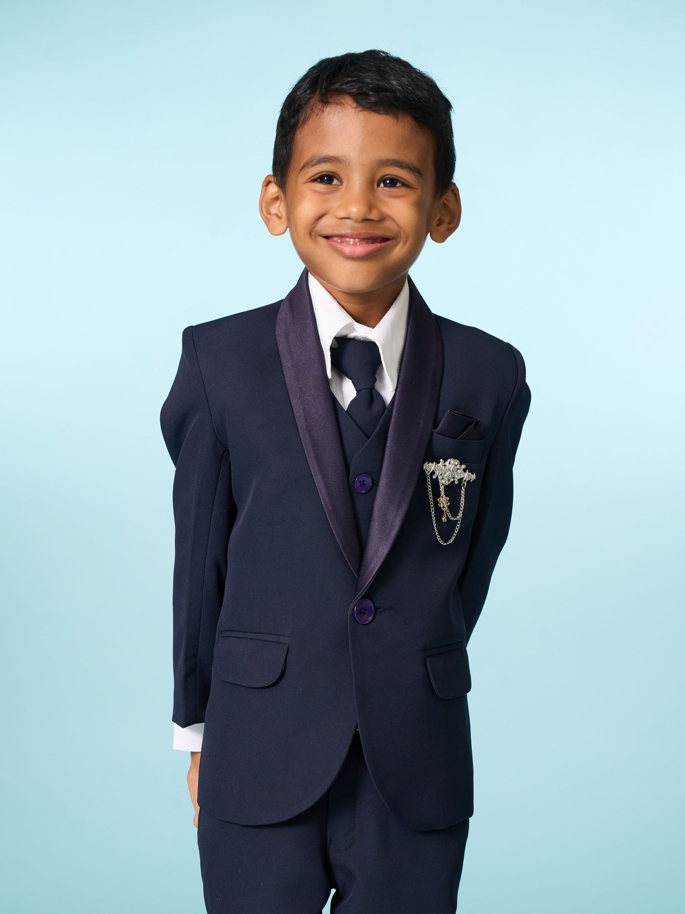 Manyavar Boys Regal Dark Blue Suit Set