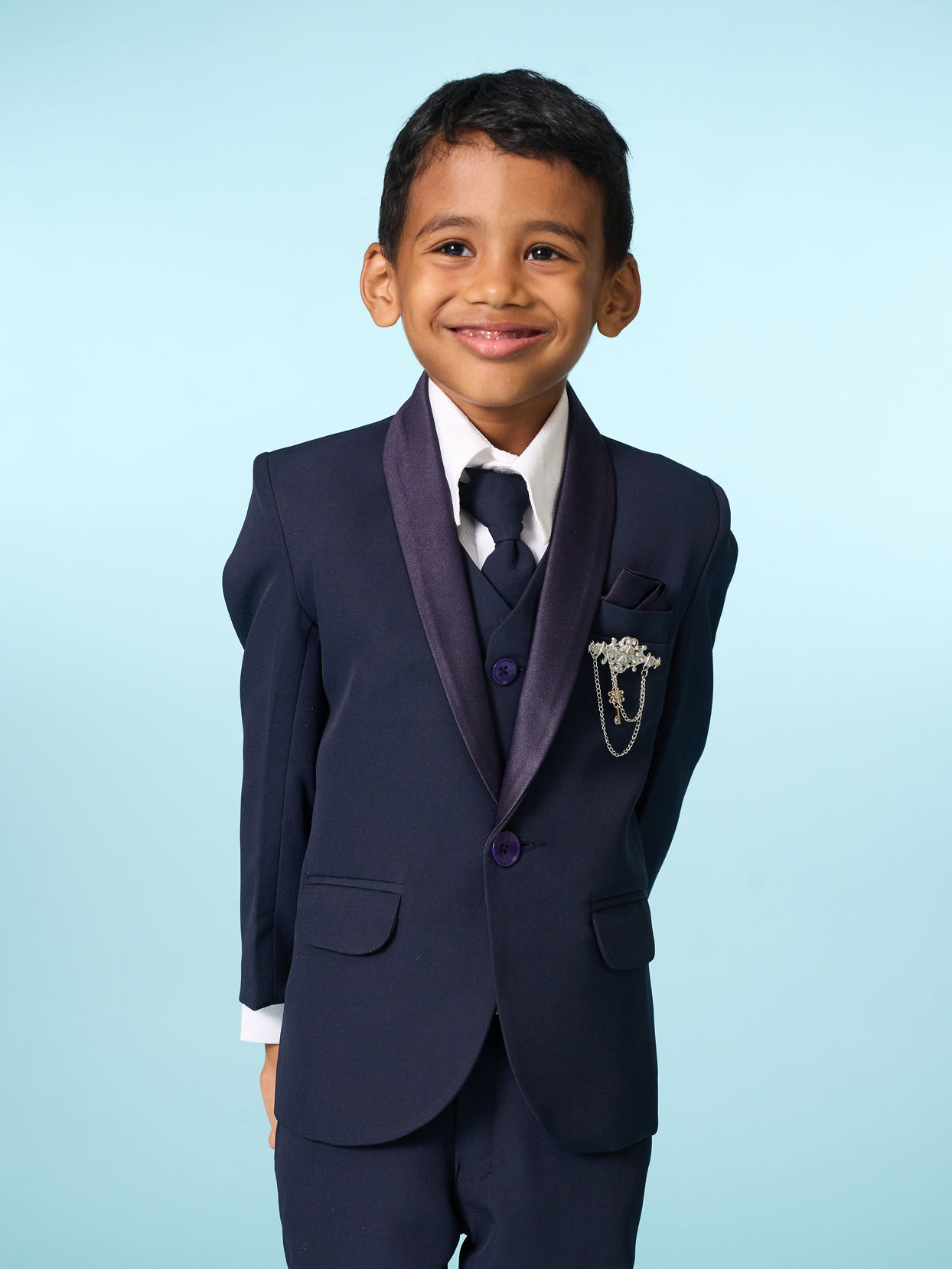 Manyavar Boys Regal Dark Blue Suit Set