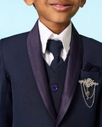 Manyavar Boys Regal Dark Blue Suit Set