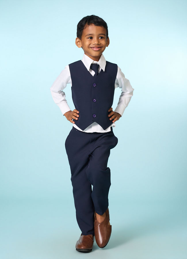 Manyavar Boys Regal Dark Blue Suit Set