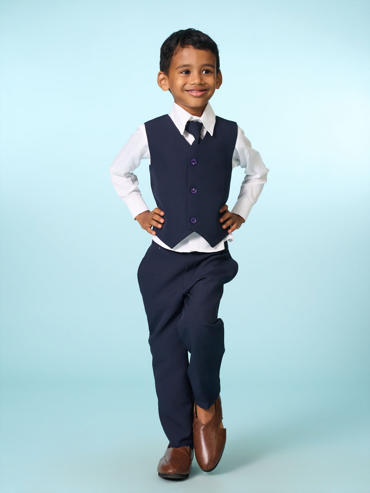Manyavar Boys Regal Dark Blue Suit Set
