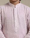 Manyavar Boys Boys Baby Pink Chikankari Embroidered Kurta Set with Sequin Work