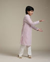 Manyavar Boys Boys Baby Pink Chikankari Embroidered Kurta Set with Sequin Work