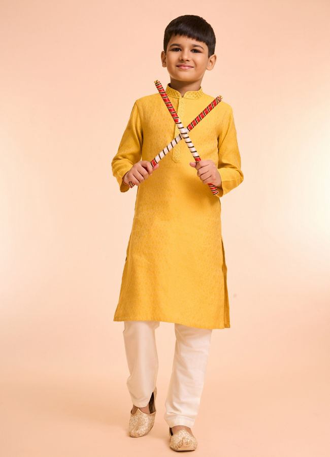 Manyavar Boys Mustard Delight Kurta Pajama
