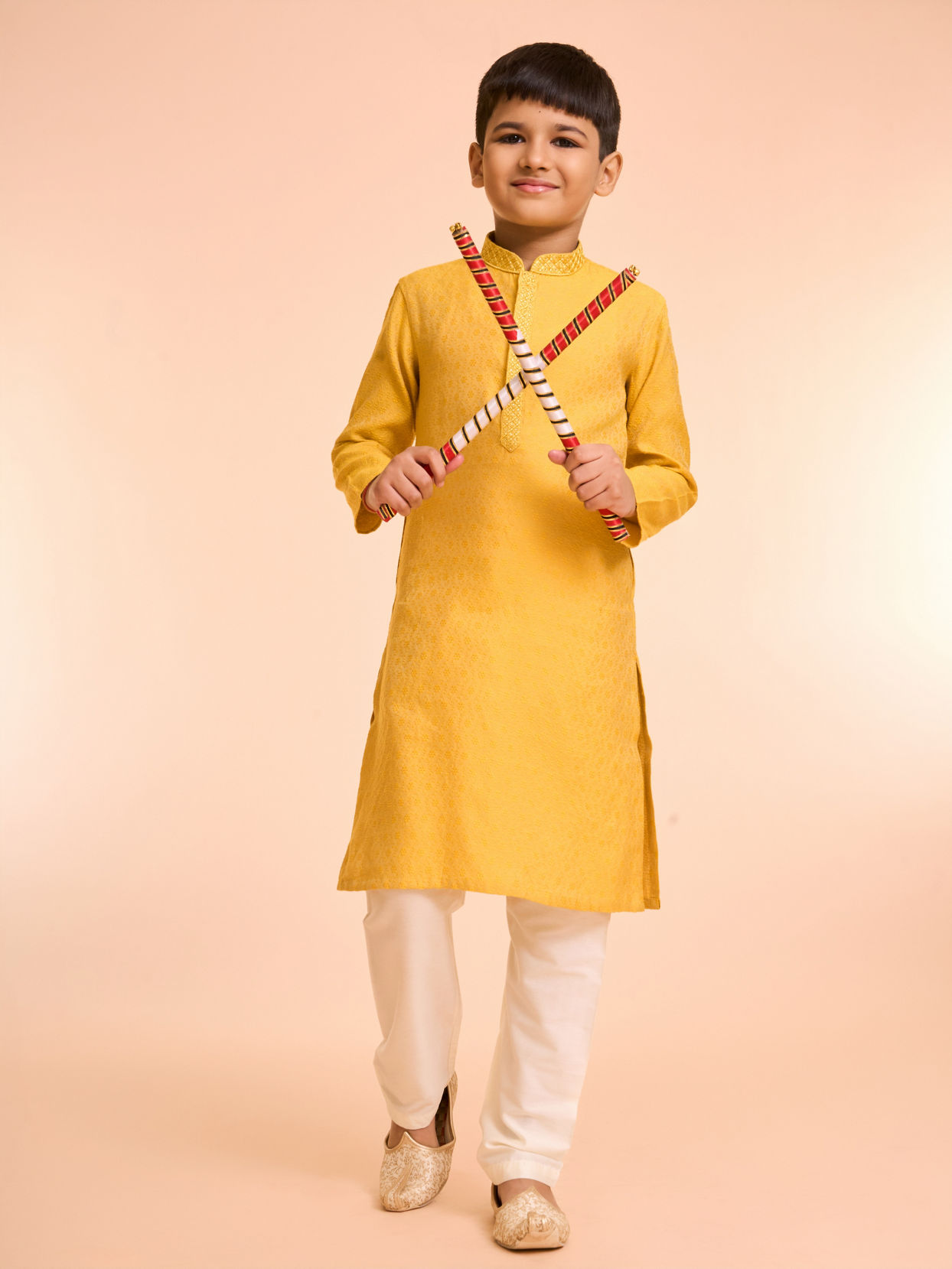 Manyavar Boys Mustard Delight Kurta Pajama