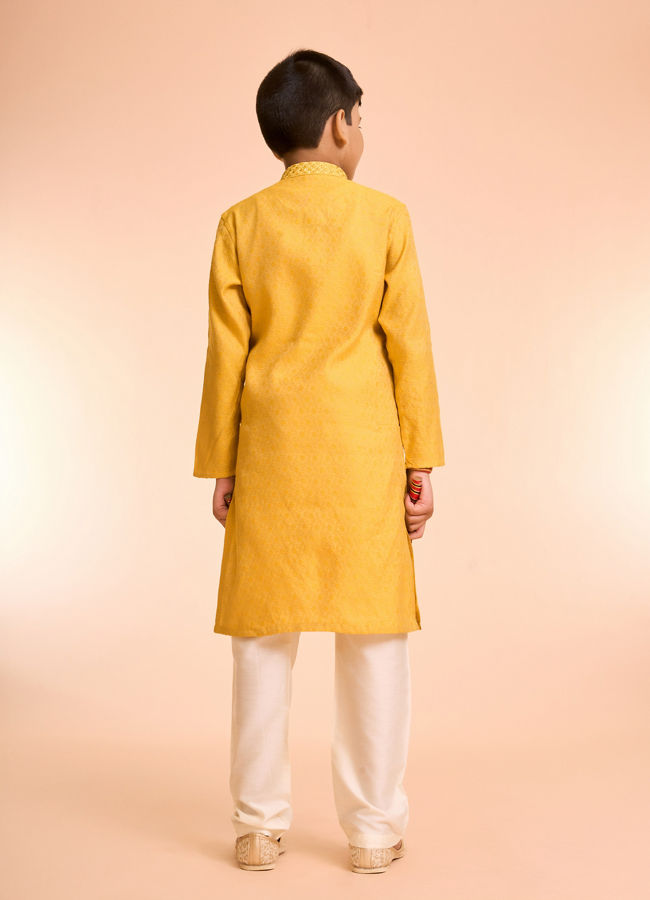Manyavar Boys Mustard Delight Kurta Pajama
