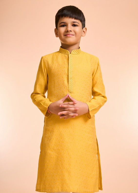 Manyavar Boys Mustard Delight Kurta Pajama