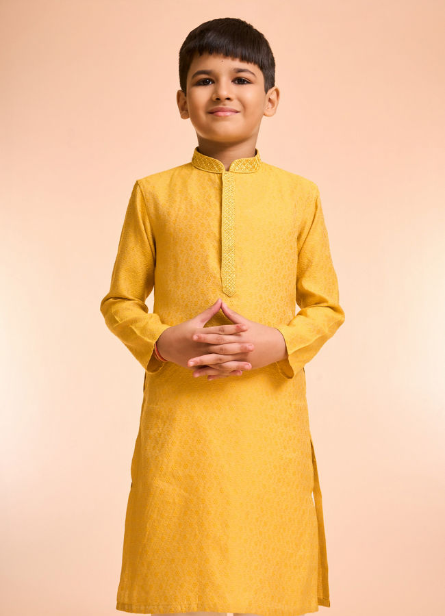 Manyavar Boys Mustard Delight Kurta Pajama