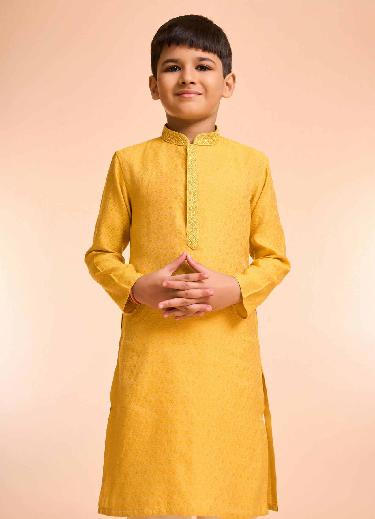 Manyavar Boys Mustard Delight Kurta Pajama