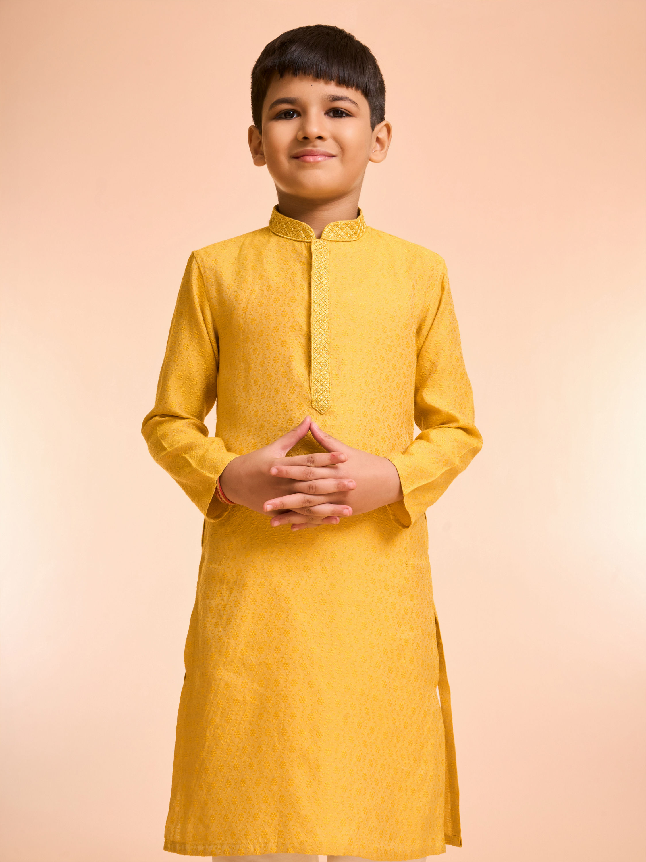 Manyavar Boys Mustard Delight Kurta Pajama