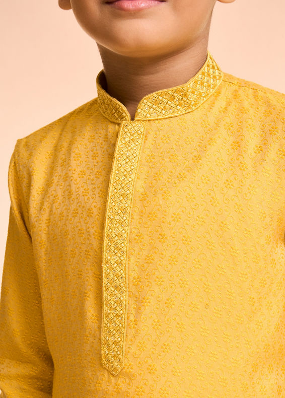 Manyavar Boys Mustard Delight Kurta Pajama
