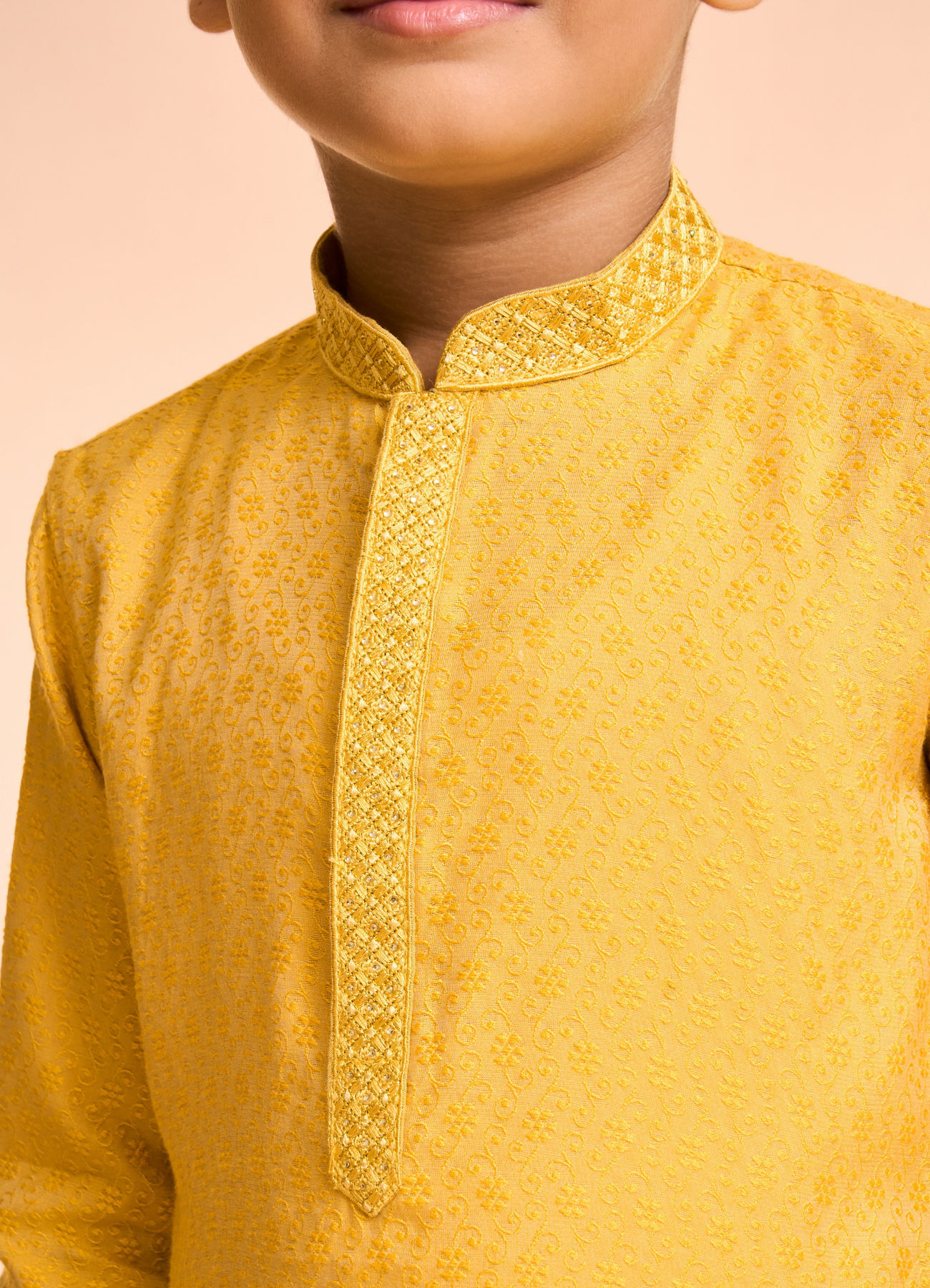 Manyavar Boys Mustard Delight Kurta Pajama