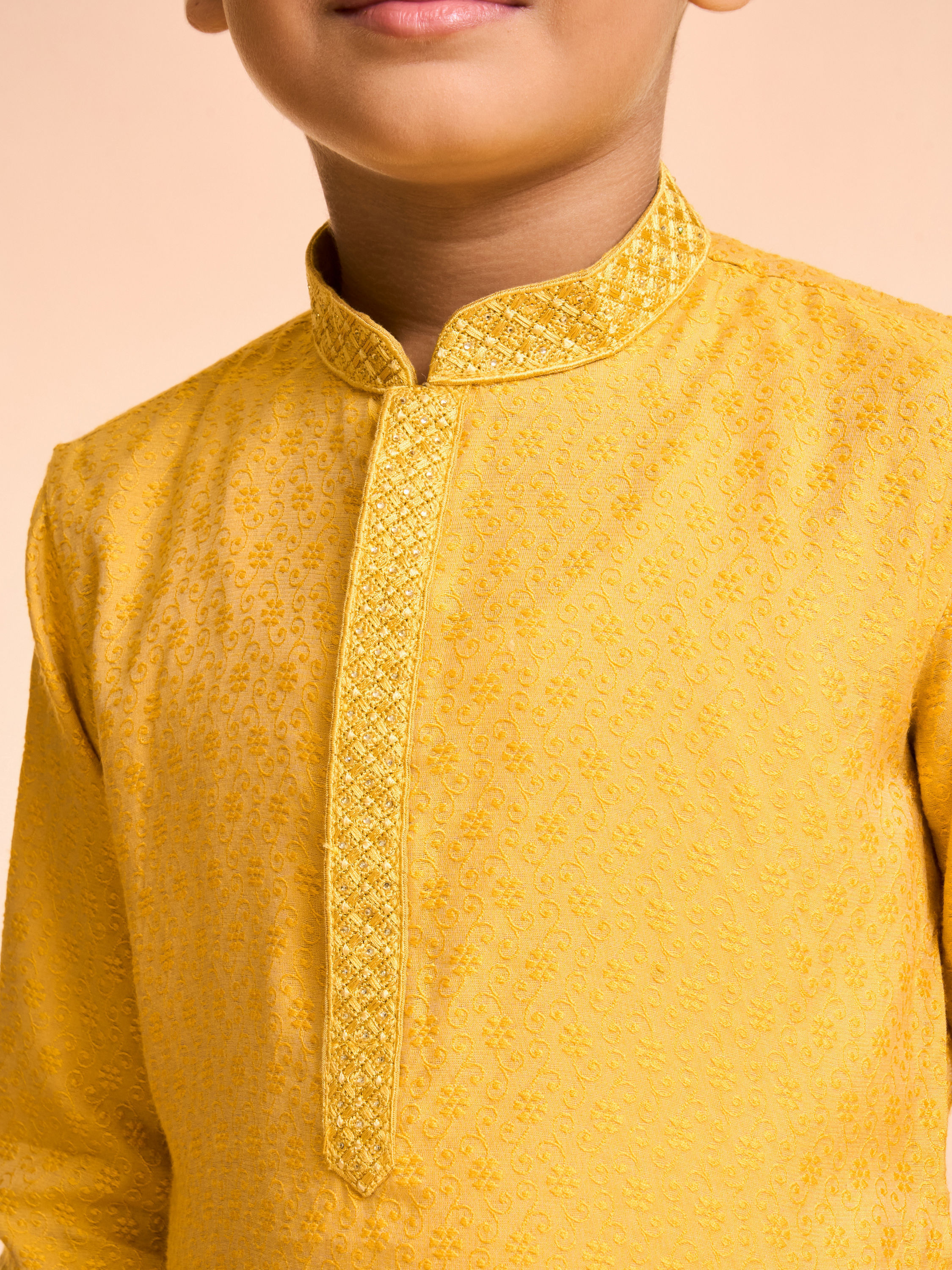 Manyavar Boys Mustard Delight Kurta Pajama