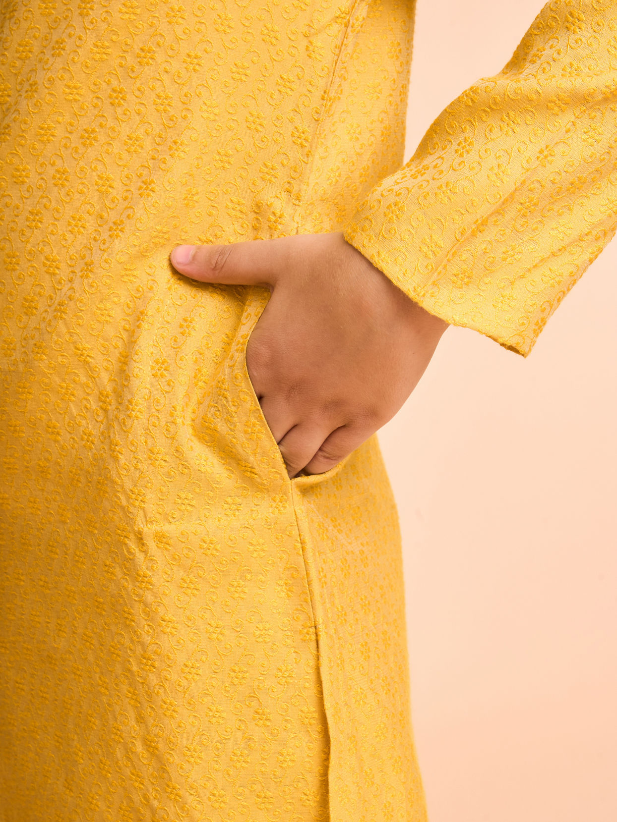 Manyavar Boys Mustard Delight Kurta Pajama