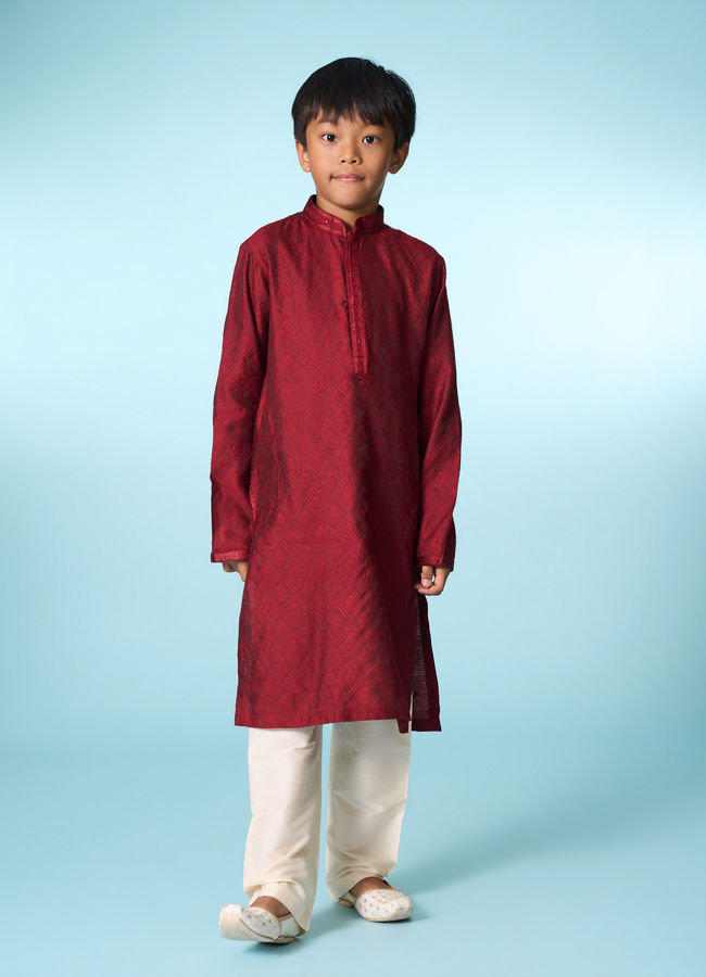 Manyavar Boys Maroon Delight Kurta Pajama