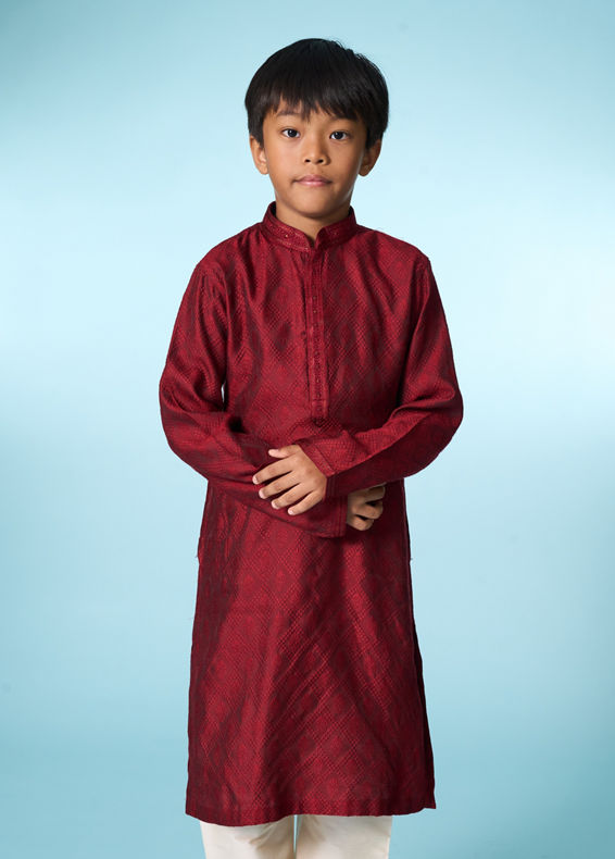 Manyavar Boys Maroon Delight Kurta Pajama