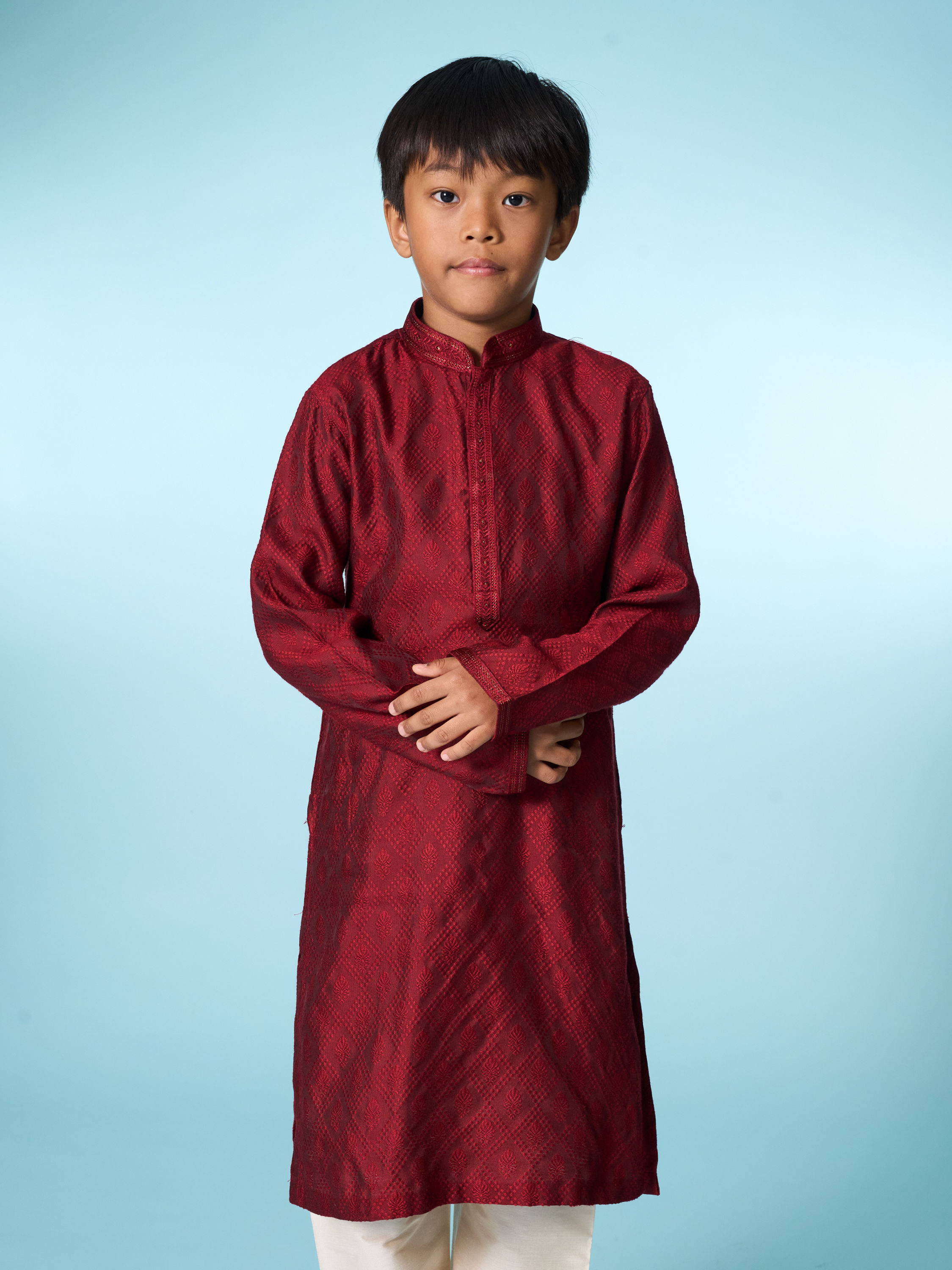 Manyavar Boys Maroon Delight Kurta Pajama