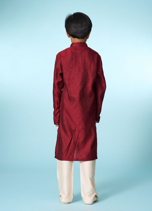 Manyavar Boys Maroon Delight Kurta Pajama