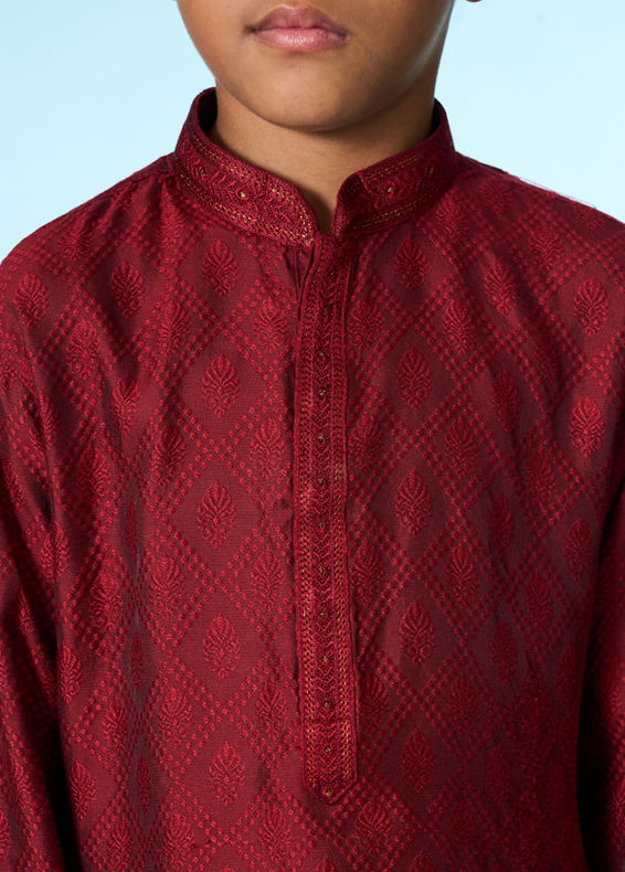 Manyavar Boys Maroon Delight Kurta Pajama