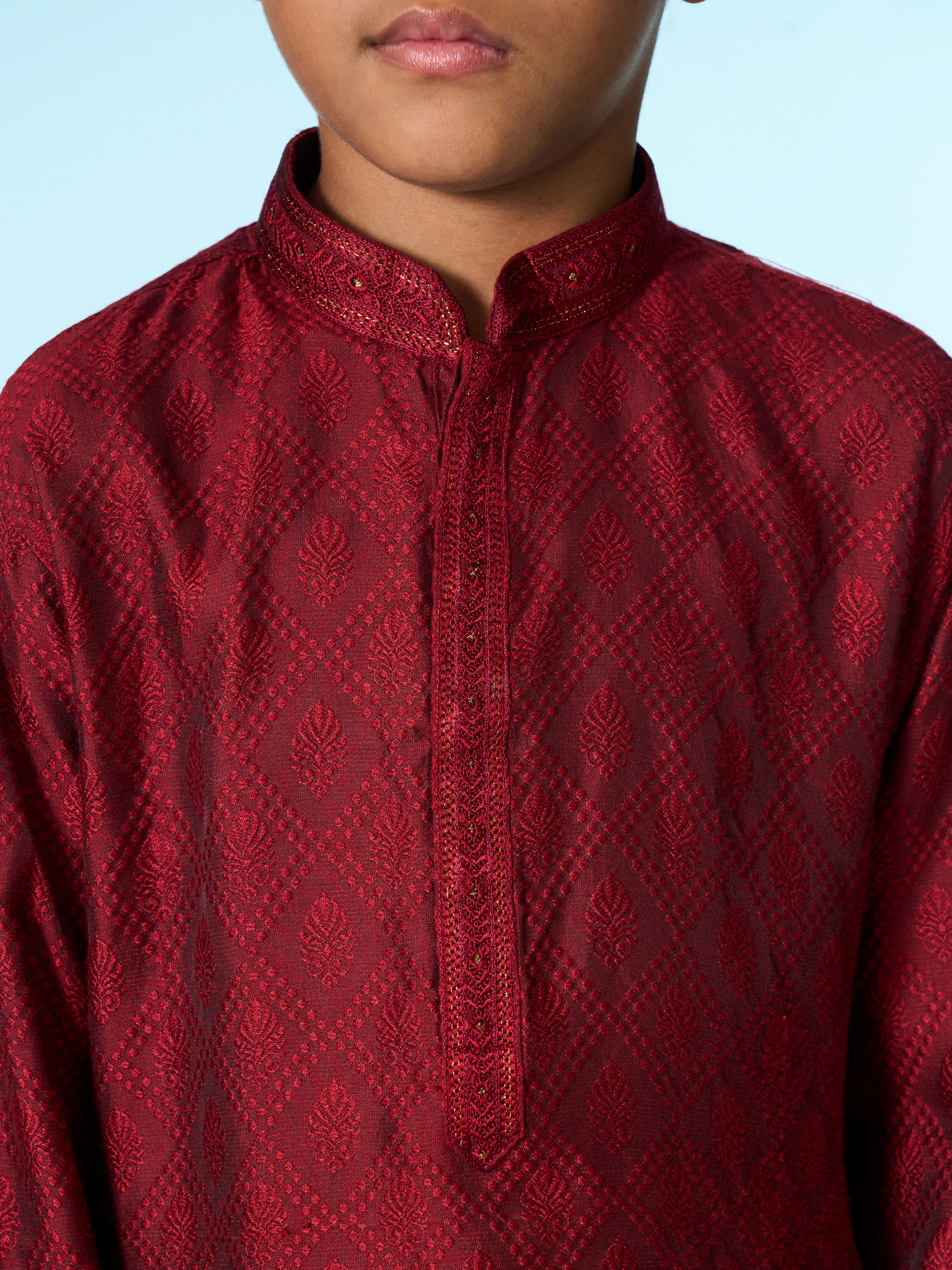Manyavar Boys Maroon Delight Kurta Pajama