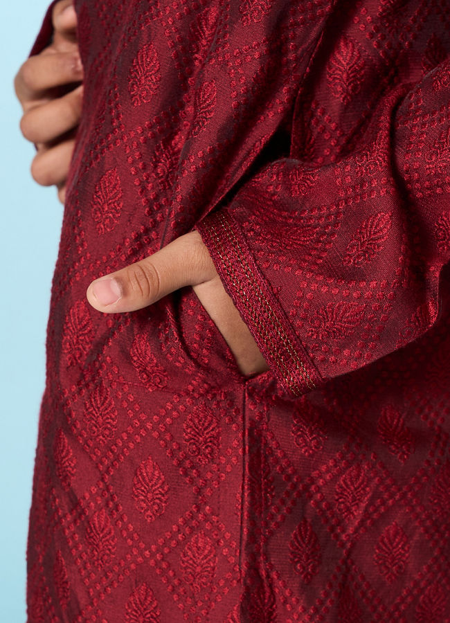 Manyavar Boys Maroon Delight Kurta Pajama