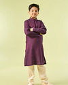 Manyavar Boys Wine Toned Elegance Kurta Pajama