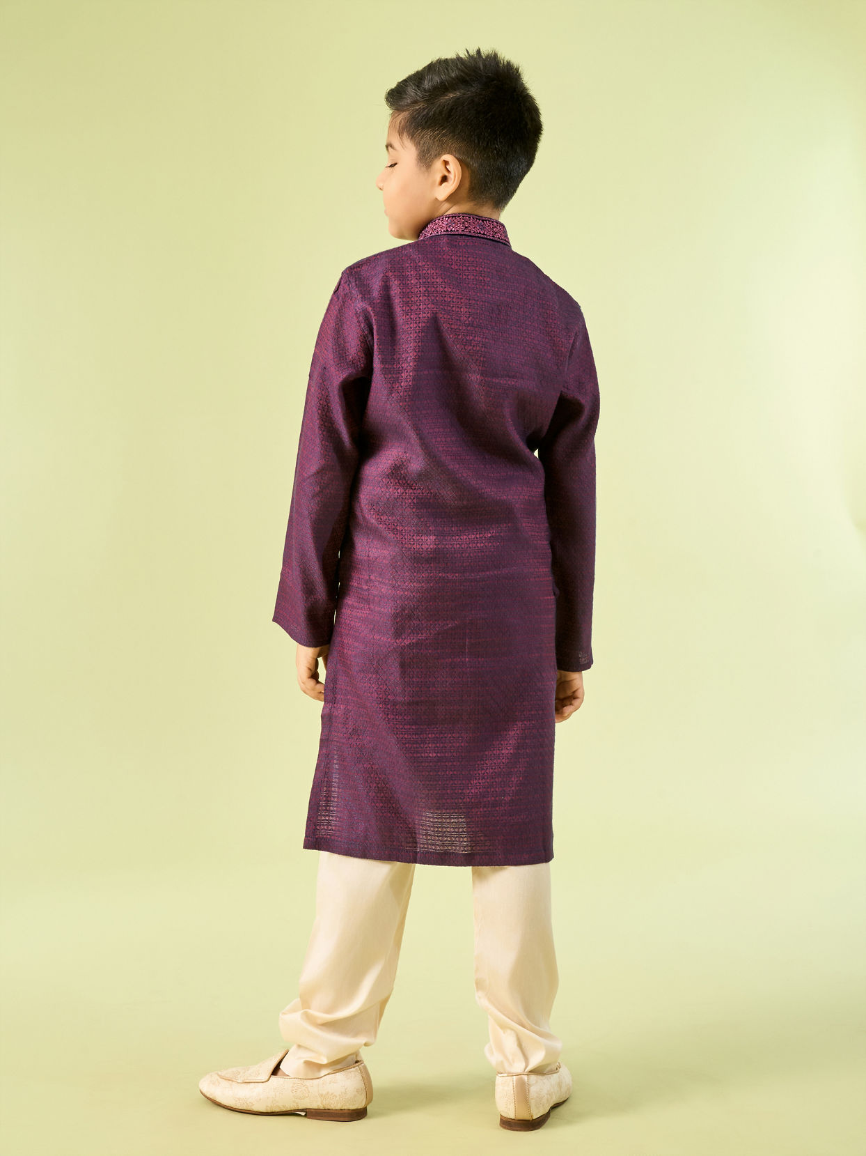 Manyavar Boys Wine Toned Elegance Kurta Pajama