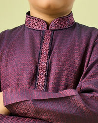 Manyavar Boys Wine Toned Elegance Kurta Pajama