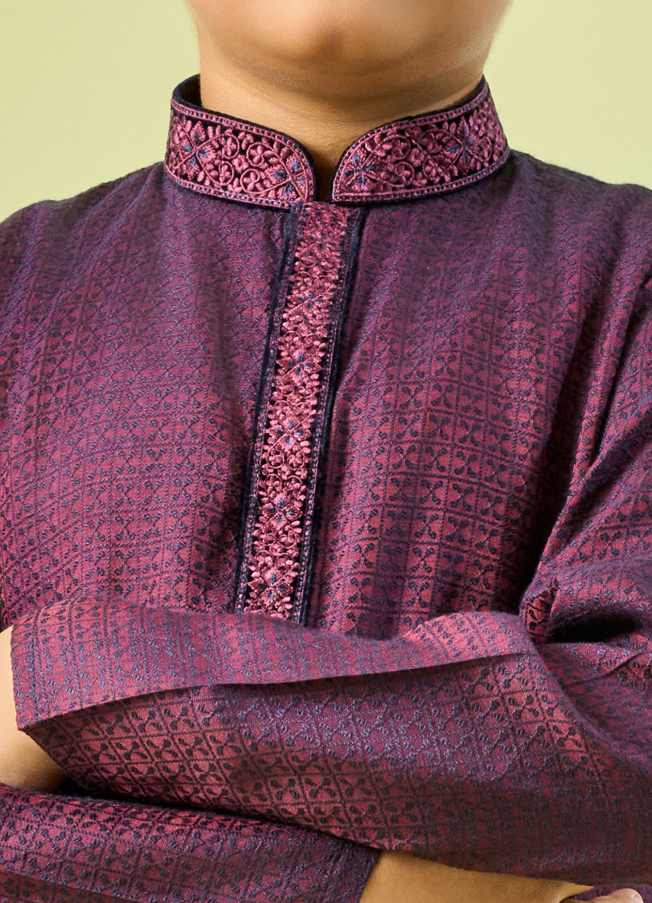 Manyavar Boys Wine Toned Elegance Kurta Pajama