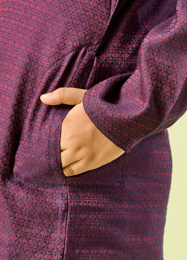 Manyavar Boys Wine Toned Elegance Kurta Pajama