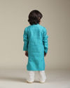 Manyavar Boys Boys Turquoise Blue Jacquard Kurta Set with Bel Buti Pattern