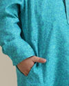 Manyavar Boys Boys Turquoise Blue Jacquard Kurta Set with Bel Buti Pattern