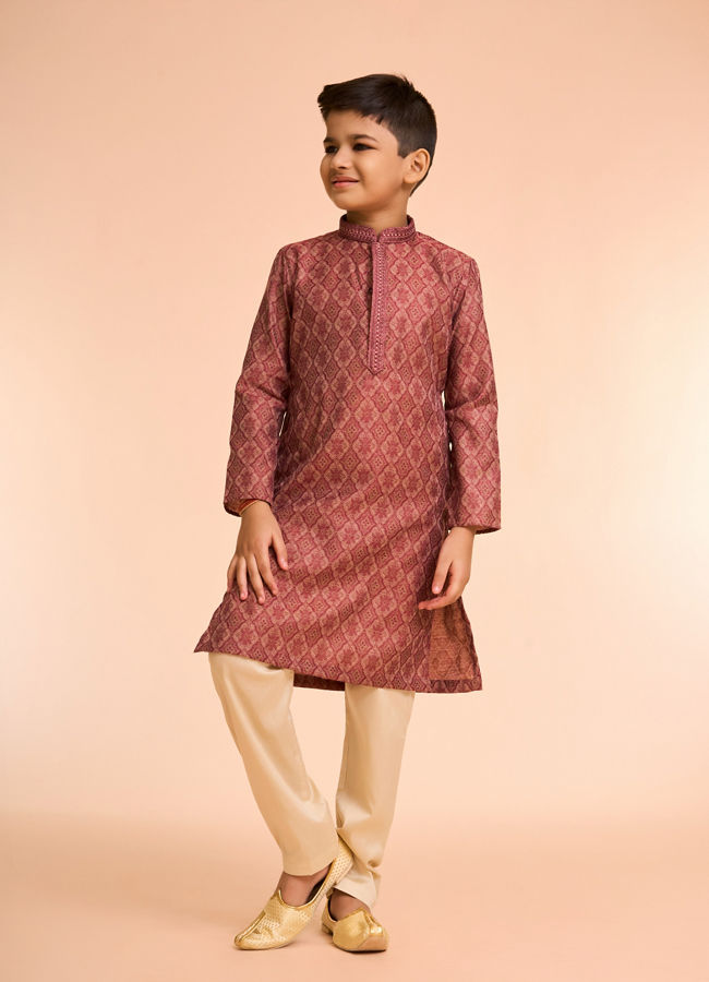 Manyavar Boys Majestic Maroon Kurta Pajama Set