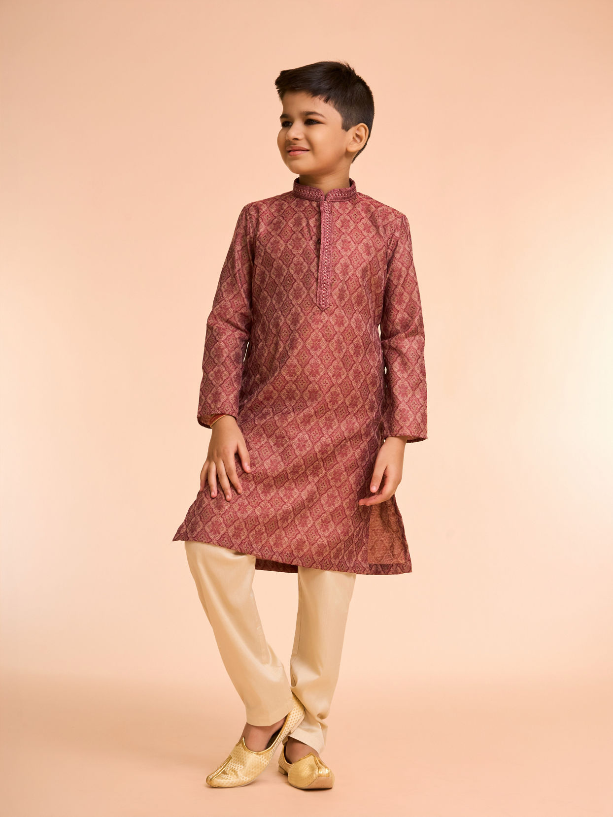 Manyavar Boys Majestic Maroon Kurta Pajama Set