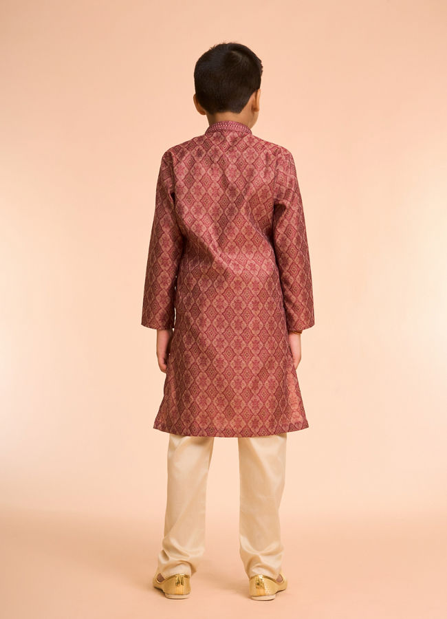 Manyavar Boys Majestic Maroon Kurta Pajama Set