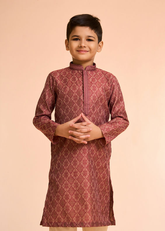 Manyavar Boys Majestic Maroon Kurta Pajama Set