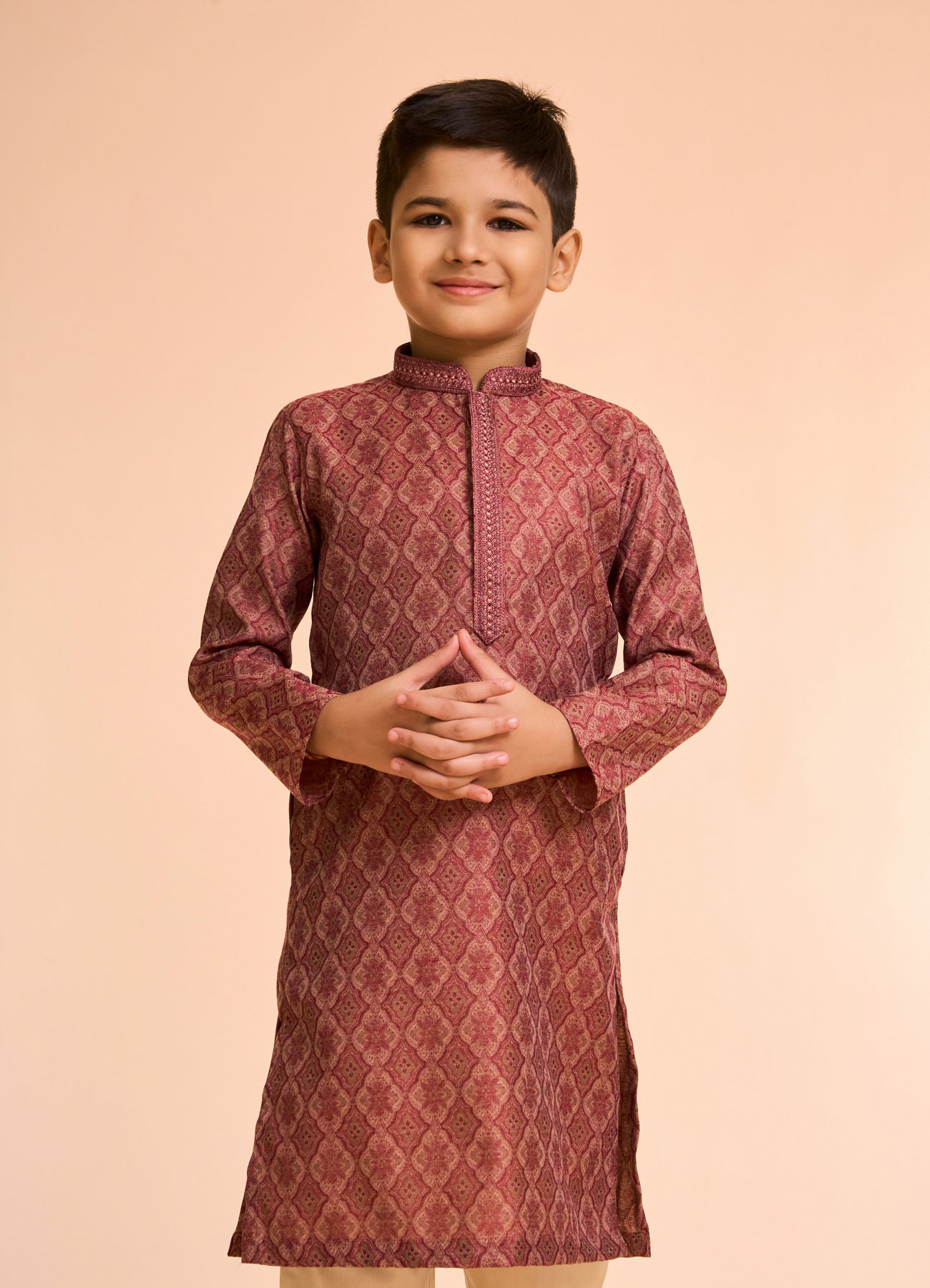 Manyavar Boys Majestic Maroon Kurta Pajama Set
