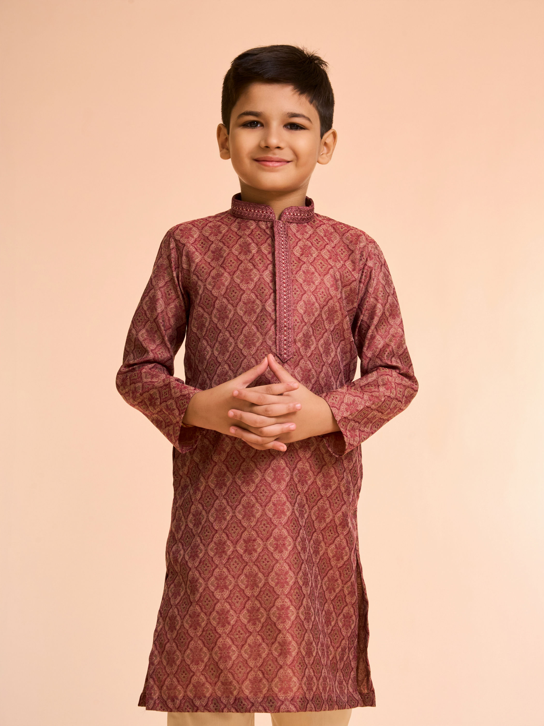 Manyavar Boys Majestic Maroon Kurta Pajama Set