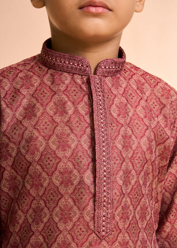 Manyavar Boys Majestic Maroon Kurta Pajama Set