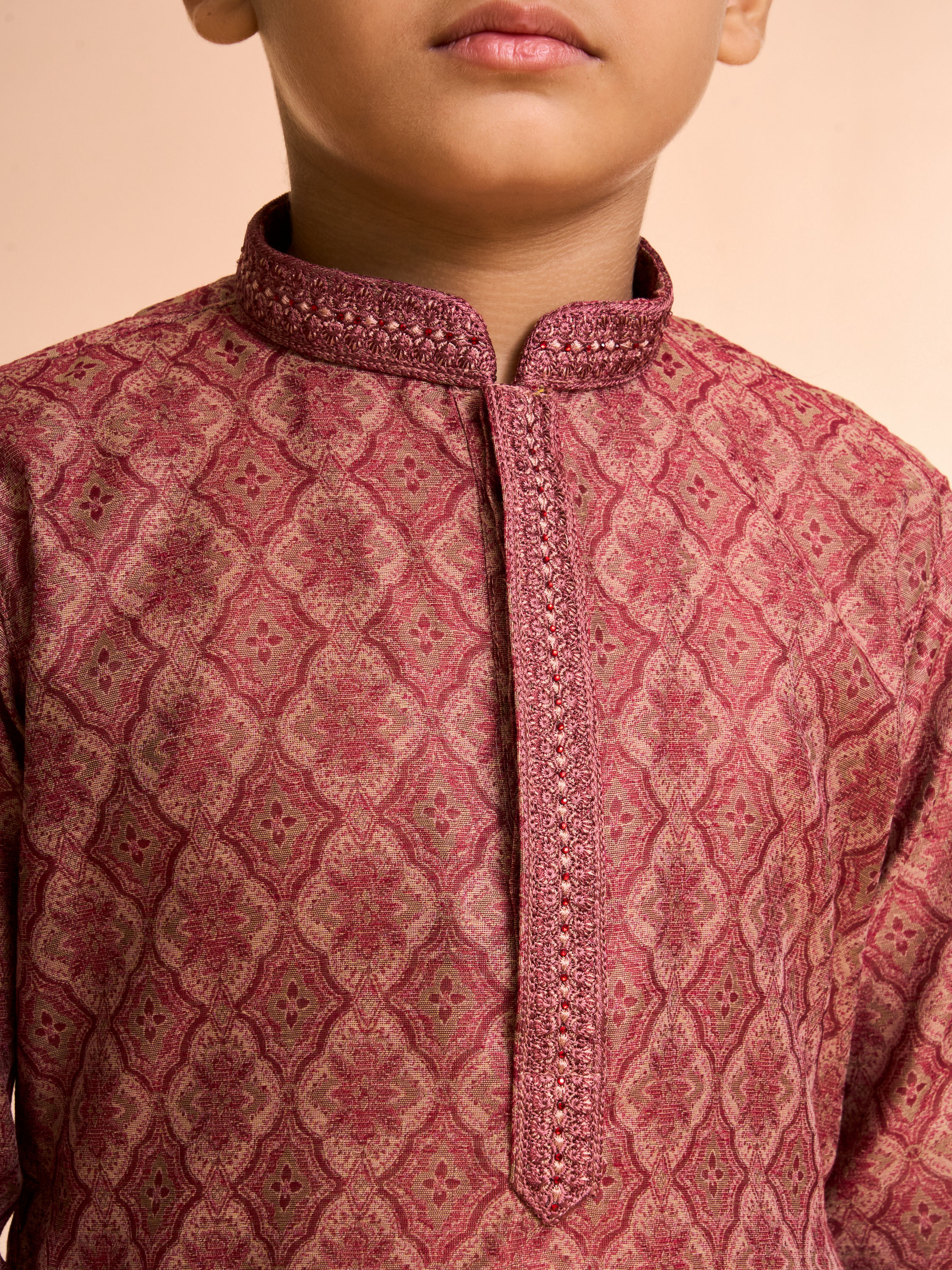 Manyavar Boys Majestic Maroon Kurta Pajama Set