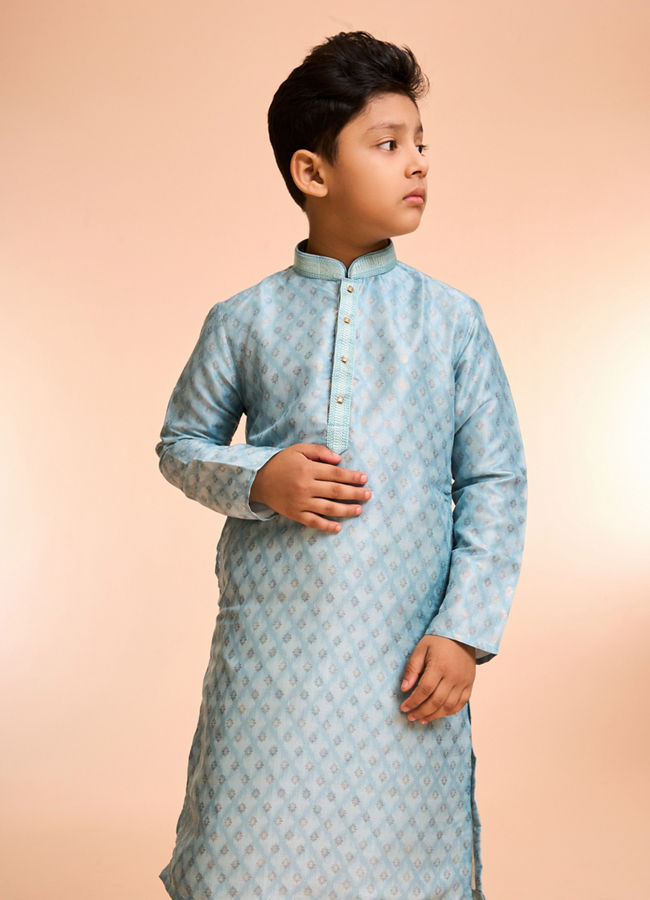 Manyavar Boys Celestial Aqua Green Kurta Pajama