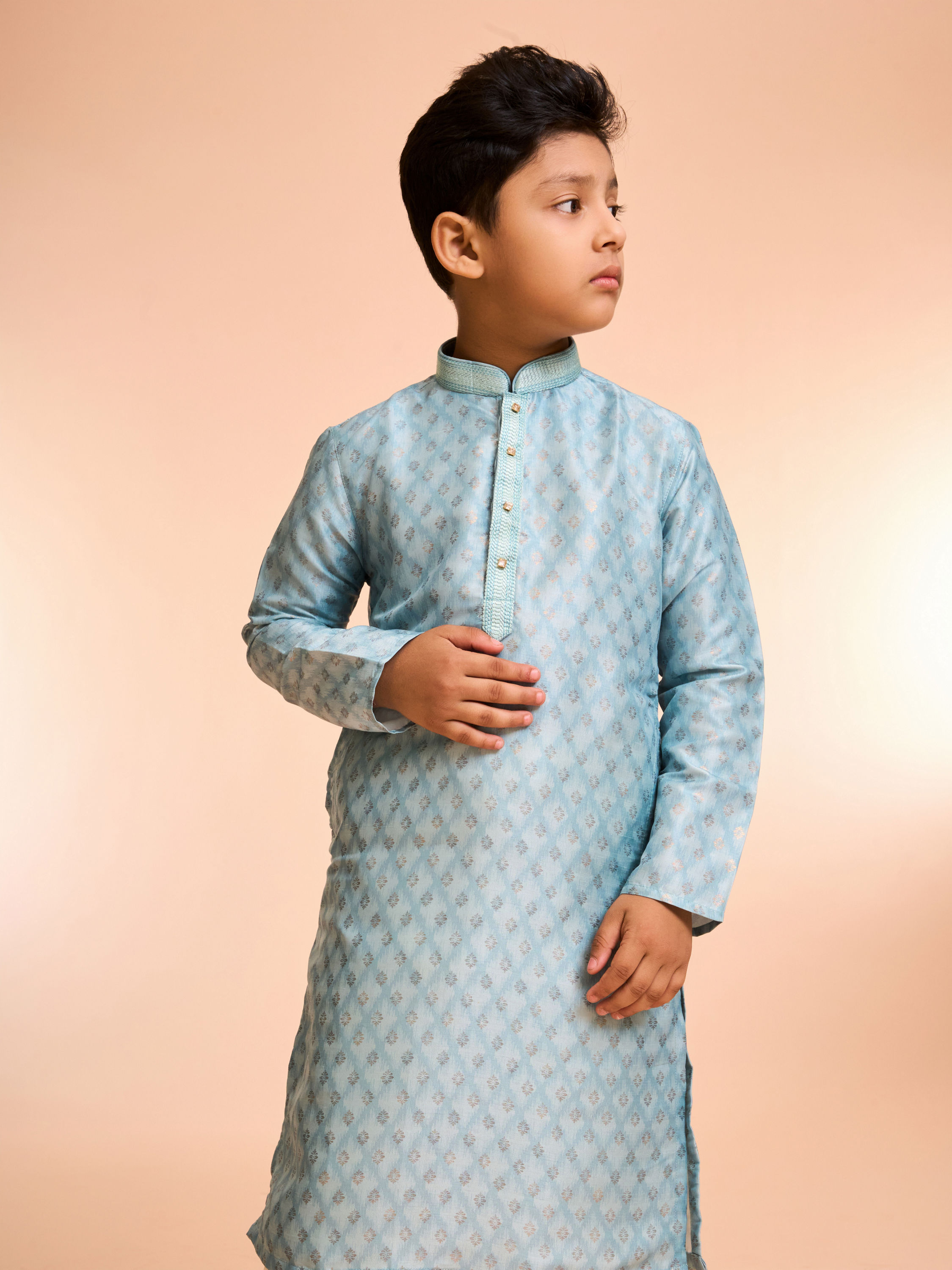 Manyavar Boys Celestial Aqua Green Kurta Pajama